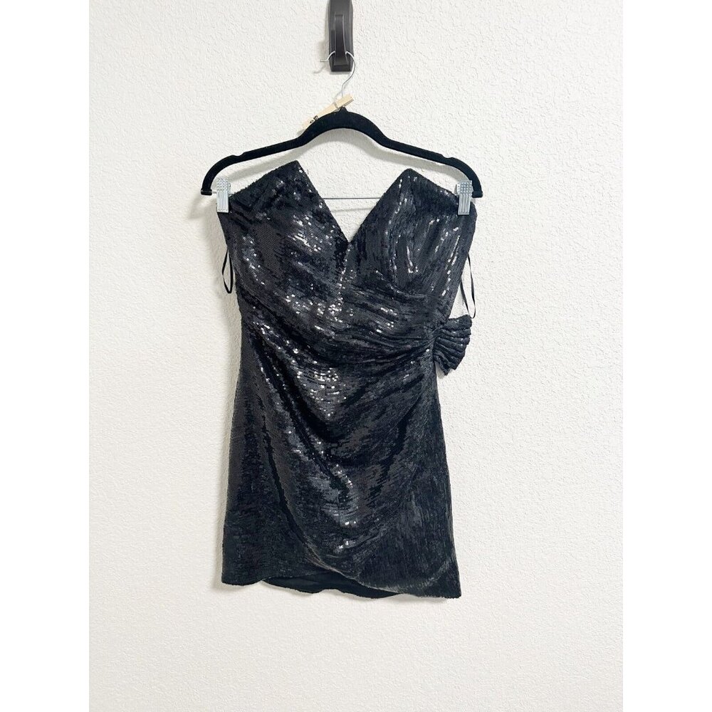 Retrofête Carolyn Sequin Dress Strapless Off The Shoulder Tulip Hem Medium - Picture 2 of 7